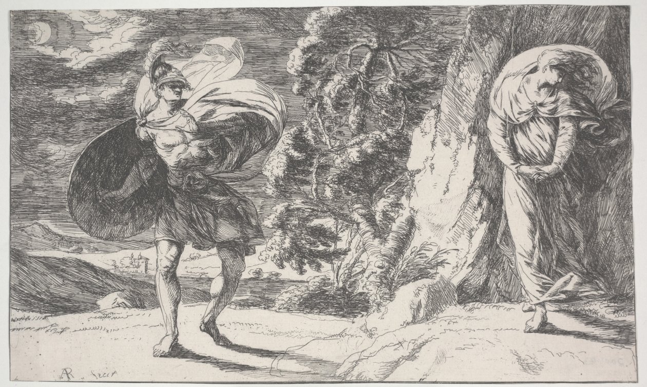 Fingal begegnet Carbon Carglass, erstmals gedruckt um 1773 von Alexander Runciman