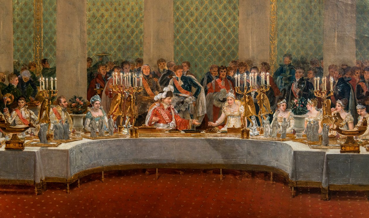 Das Bankett zur Hochzeit von Napoleon Bonaparte (1769-1821) und Marie-Louise von Habsburg-Lothringen (1791-1847) 1810 - Detail von: Fest der Hochzeit von Napoleon I. und Marie-Louise im Theater des Palais des Tuileries, 2. April von Alexandre Dufay