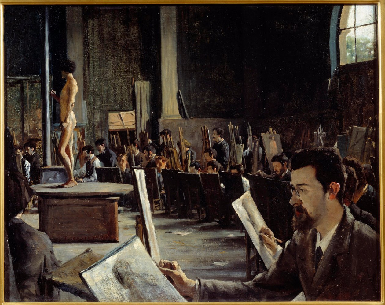 Das Atelier des Malers Alexandre Cabanel (1823-1889) an der Ecole des Beaux Arts. Gemälde von Tacrede Bastet (1858-1942) 1883 von Alexandre Cabanel
