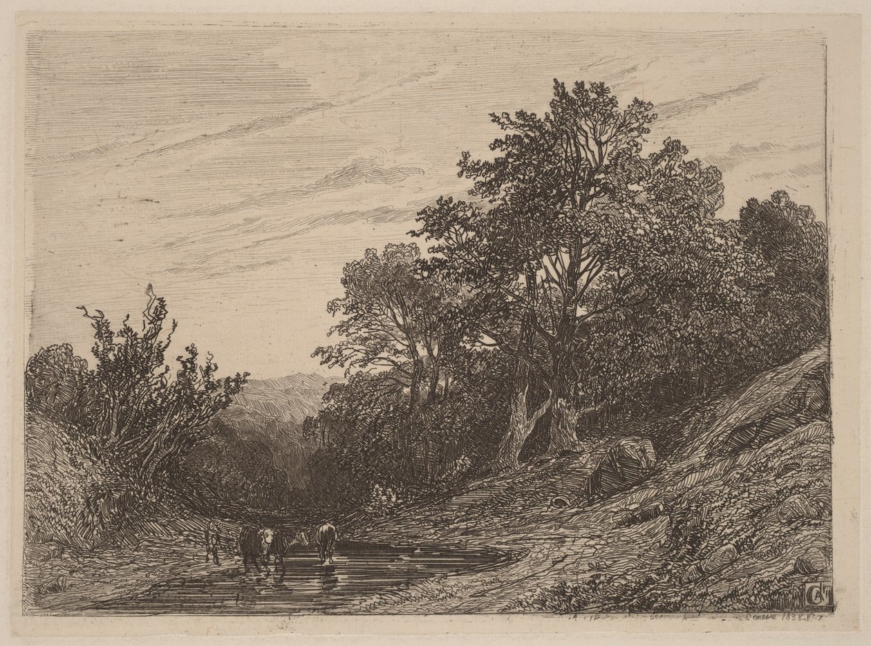 Herde in einem Bach von Alexandre Calame