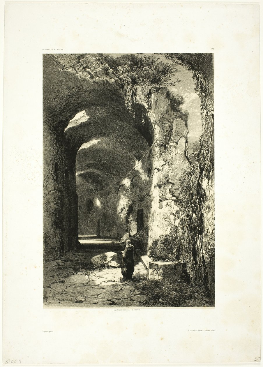 Ruine eines Amphitheaters in Pouzzoles (Königreich Neapel), Tafel 9 aus Oeuvres de A. Calame von Alexandre Calame