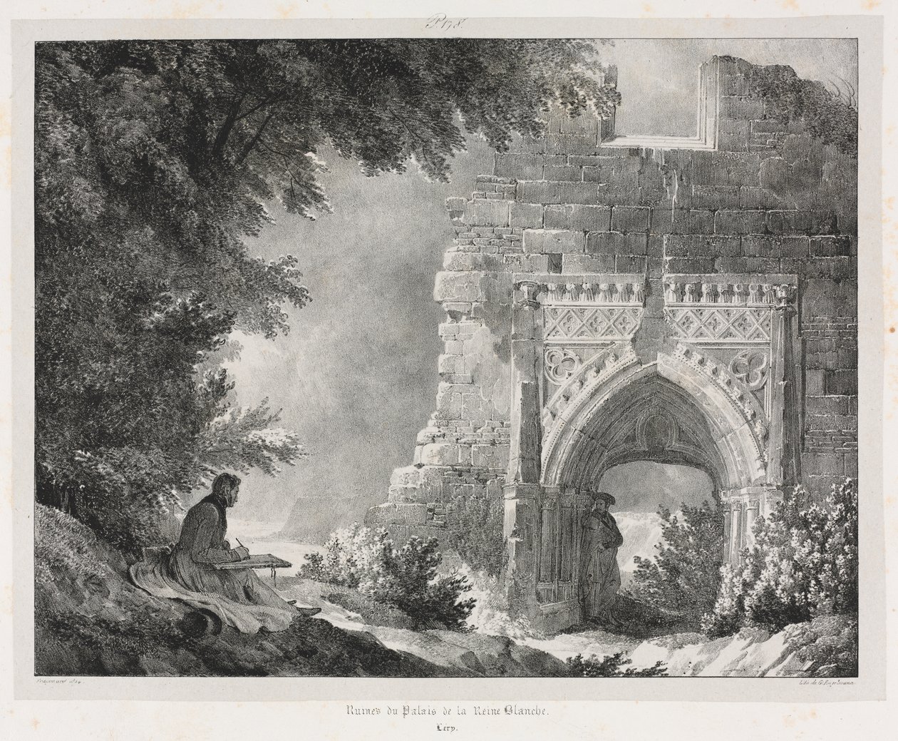Malerische und romantische Reisen im alten Frankreich: Ruinen des Palastes der Weißen Königin von Alexandre Evariste Fragonard