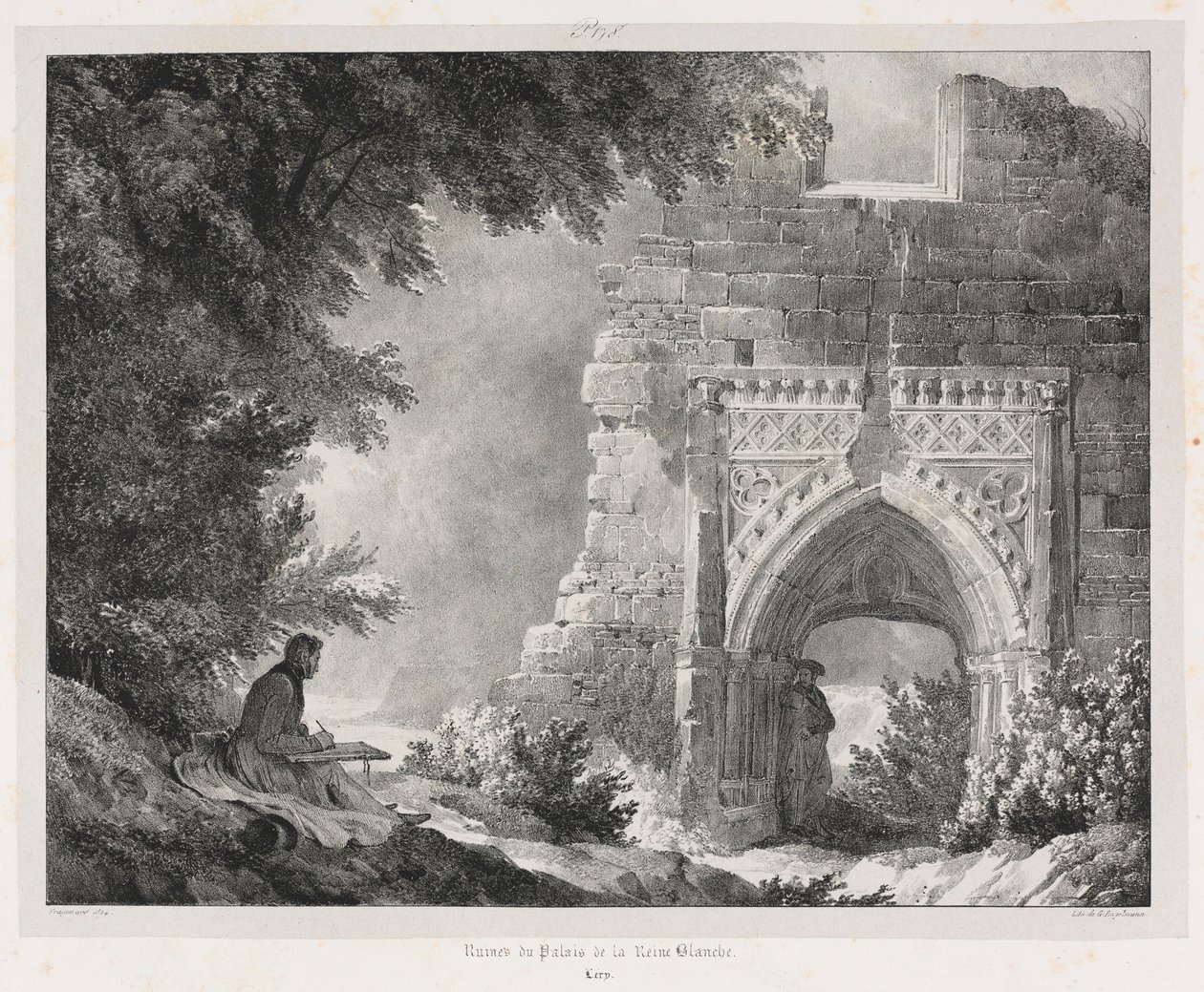 Malerische und romantische Reisen im alten Frankreich: Ruinen des Palastes der Weißen Königin von Alexandre Evariste Fragonard