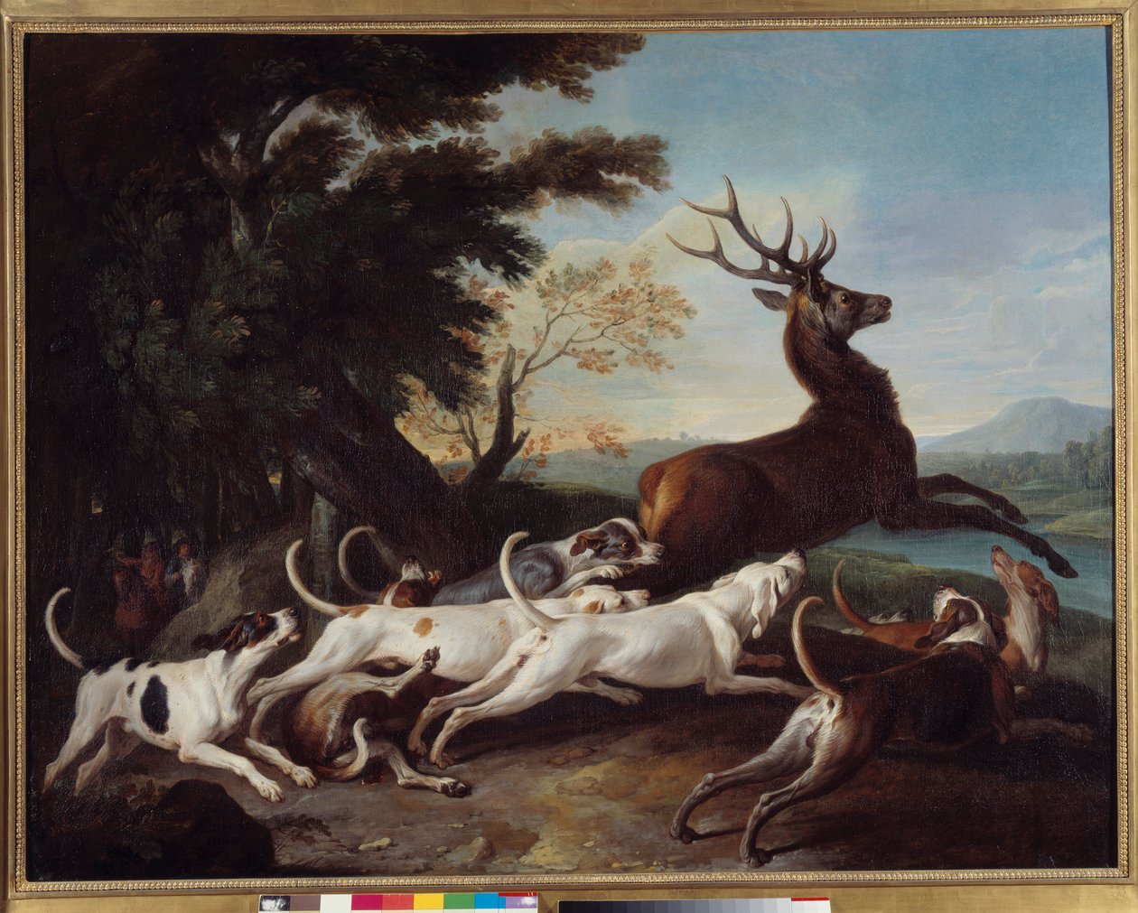 Jagd: „Debuche des Hirsches“ Gemälde von François Desportes (1661-1743) 1718 von Alexandre Francois Desportes