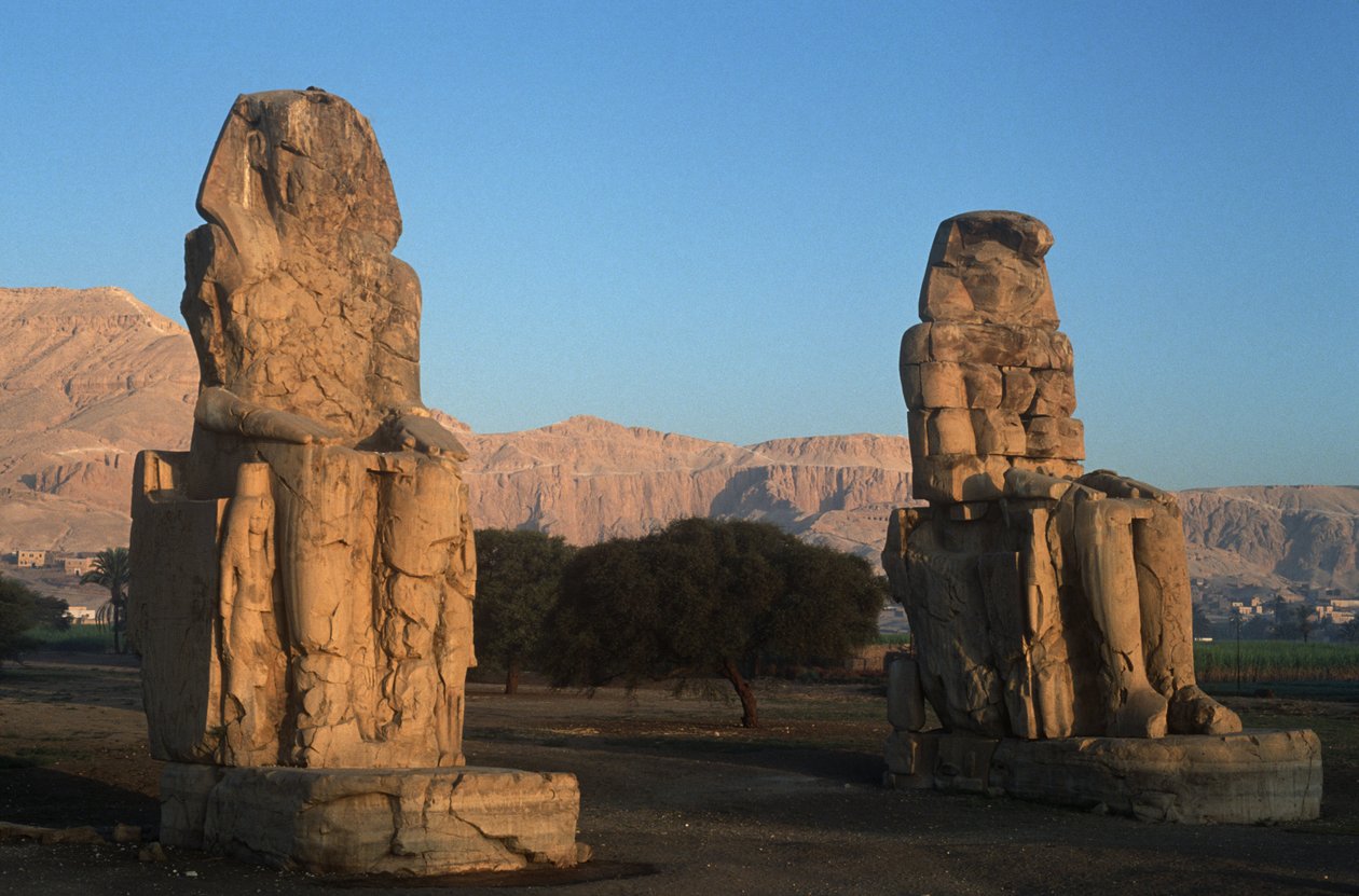 Ägypten, antikes Theben, Statuen von Amenhotep III, Kolosse von Memnon von Nicolas Toussaint Charlet