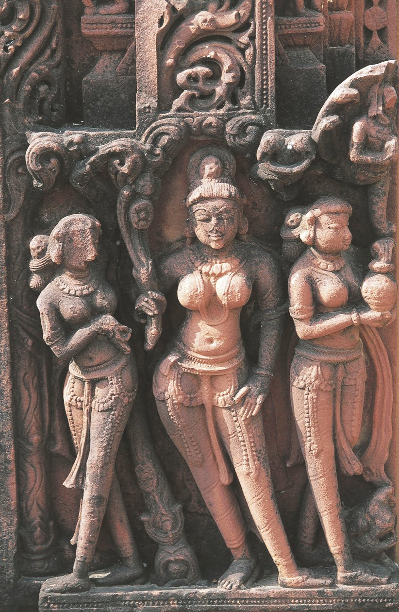 Skulptur, die weibliche Figuren darstellt, Jain-Tempel Nr. 16, Deogarh, Uttar Pradesh, Indien, 8.-17. Jahrhundert von Nicolas Toussaint Charlet