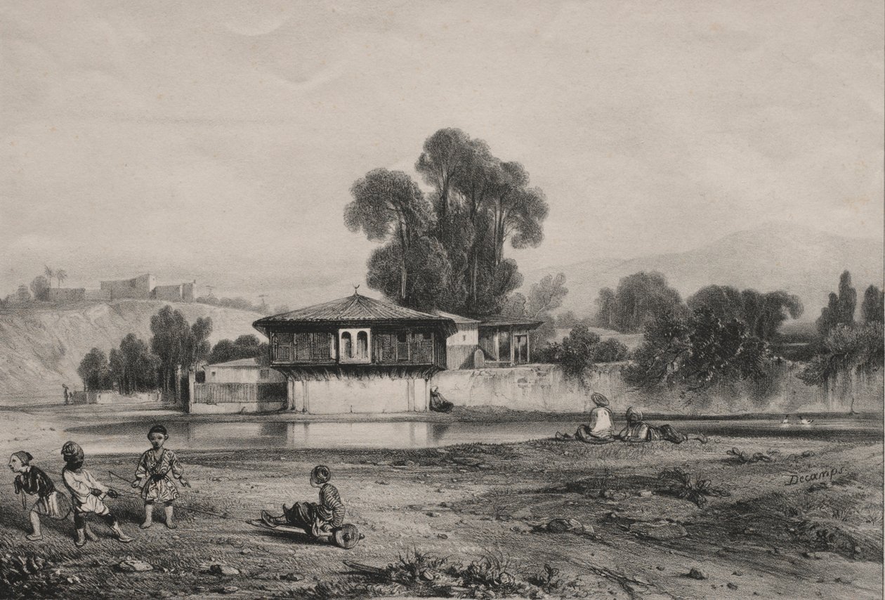 Pavillon am Flussufer von Alexandre Gabriel Decamps