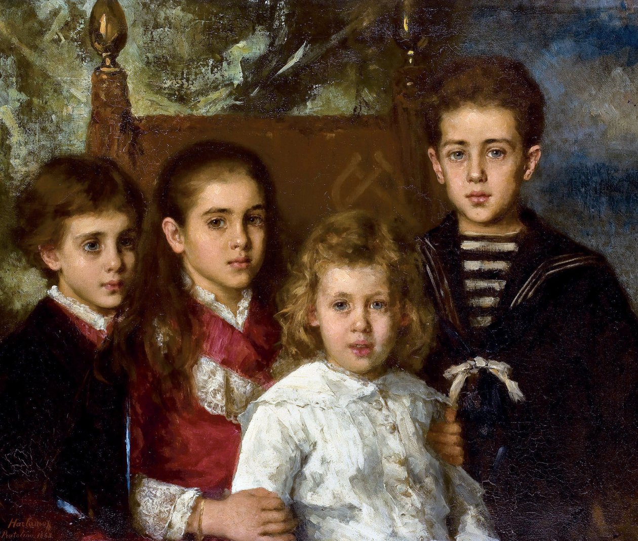 Porträt der Kinder von Paul Pavlovich Demidoff, 2. Prinz von San Donato: Aurore Anatol, Maria und Pavel von Alexei Alexevich Harlamoff