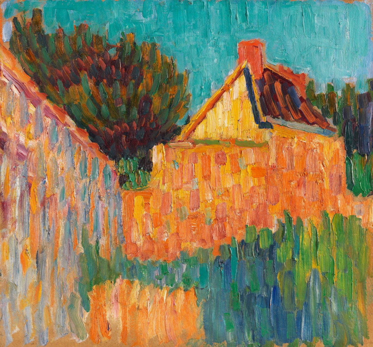 Kleines Haus vor den Büschen Französische Landschaft, 1906 von Alexei Javlensky von
