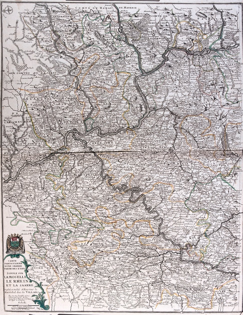 Die Staaten am Fluss Mosel, Rhein und Saar, Deutschland - von A von Alexis Hubert Jaillot