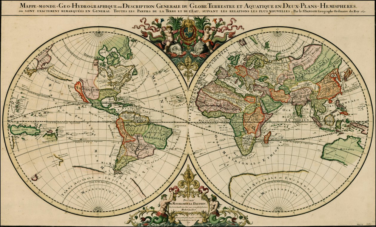 Weltkarte 1691 von Alexis-Hubert Jaillot von Alexis Hubert Jaillot