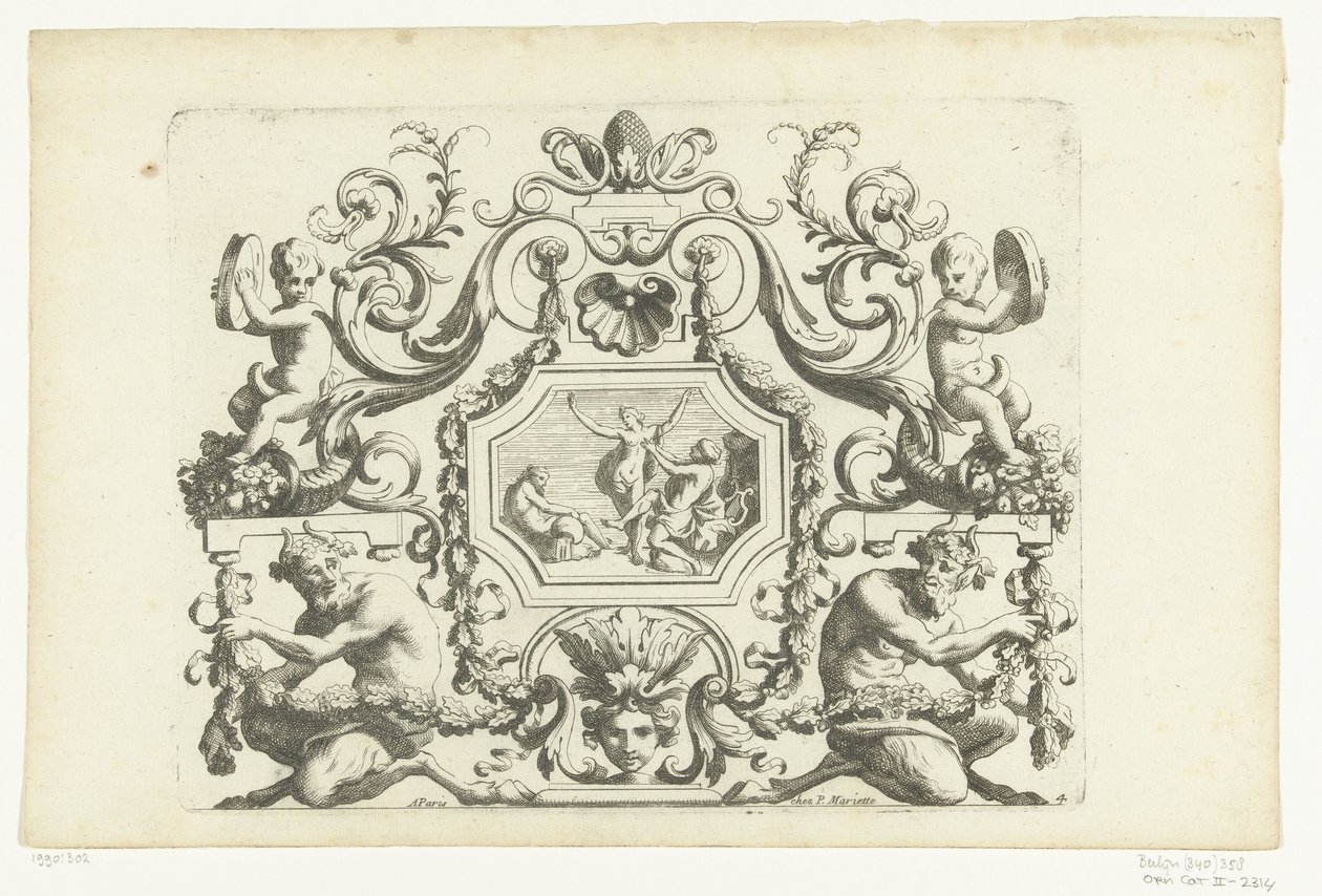 Achteckiges Paneel mit Orpheus und Eurydike von Alexis Loir (I)