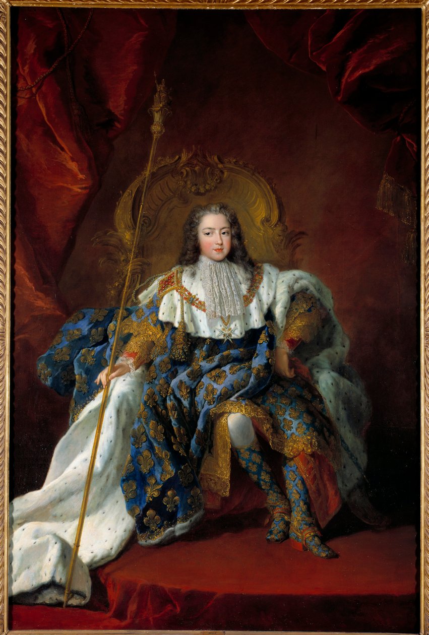 Porträt von Ludwig XV (1710-1774) als Kind auf seinem Thron in Krönungsgewändern. Gemälde von Alexis Simon Belle (1674-1734) 1723 Höhe 2,26x1,8 m von Alexis Simon Belle