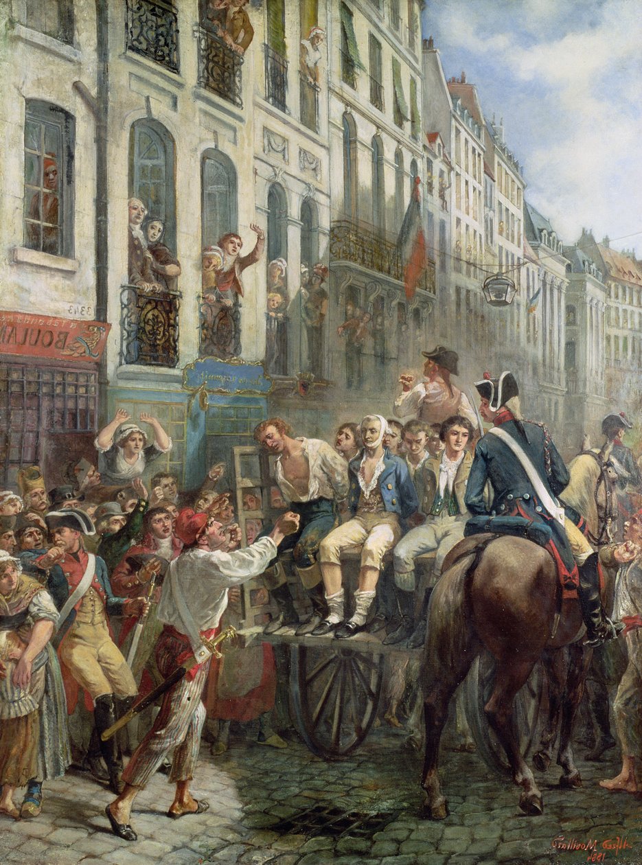 Robespierre (1758-94) und Saint-Just (1767-94) auf dem Weg zur Guillotine, 28. Juli 1794, 1884 von Alfred Mouillard