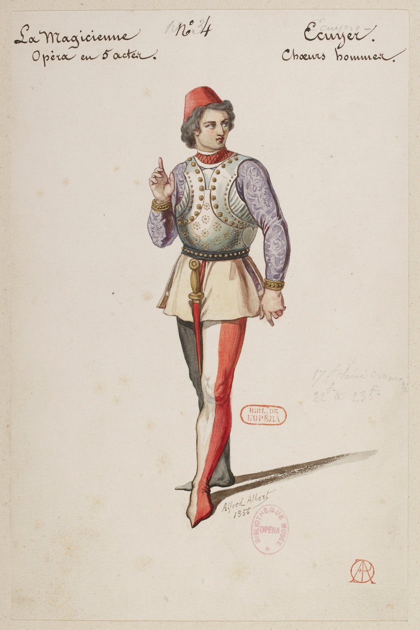 Halévy - Die Zauberin - Kostümentwürfe von Alfred Albert - 04. Knappe, Männerchöre von Alfred Albert