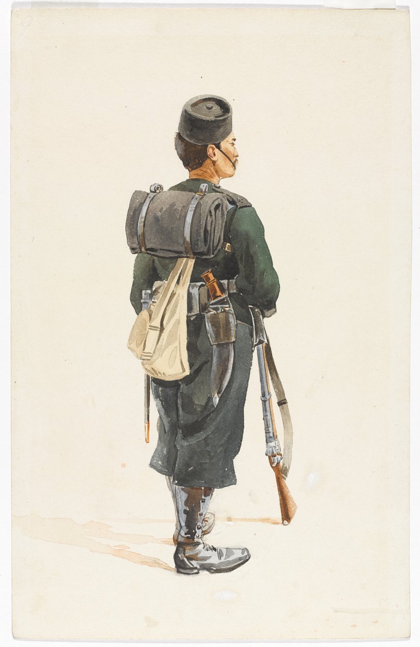 Schütze des 4. Gurkha-Regiments in Marschordnung, 1890 von Alfred Crowdy Lovett