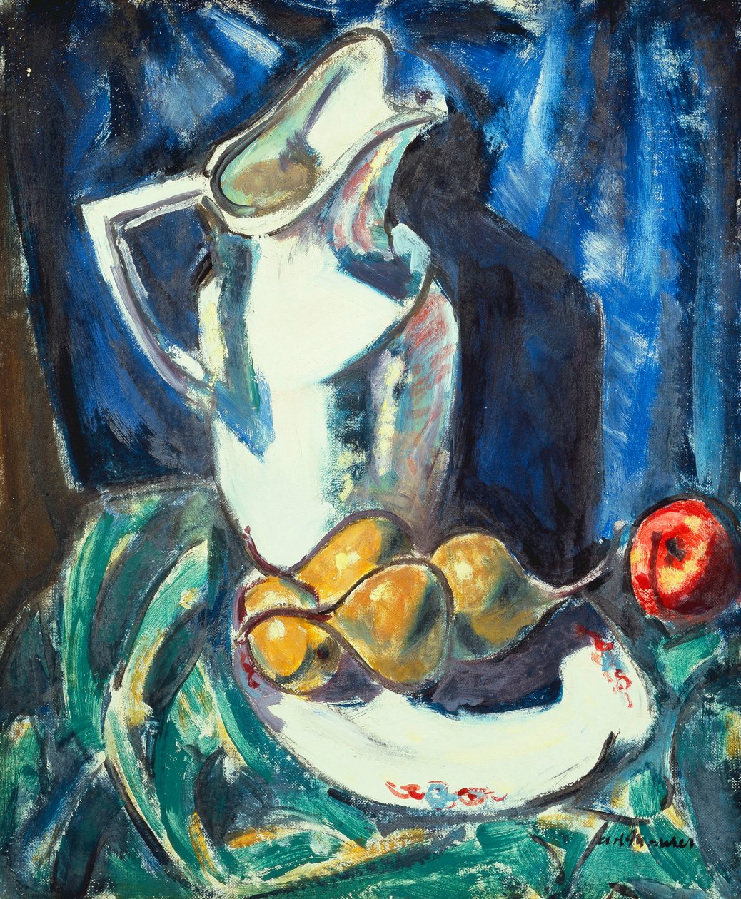 Stillleben mit weißem Krug und Obst von Alfred Henry Maurer