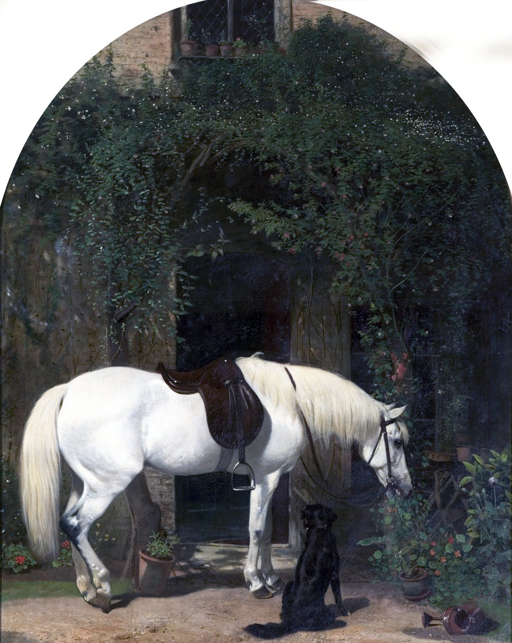 Weißes Pferd und Retriever von Alfred Hichens Corbould