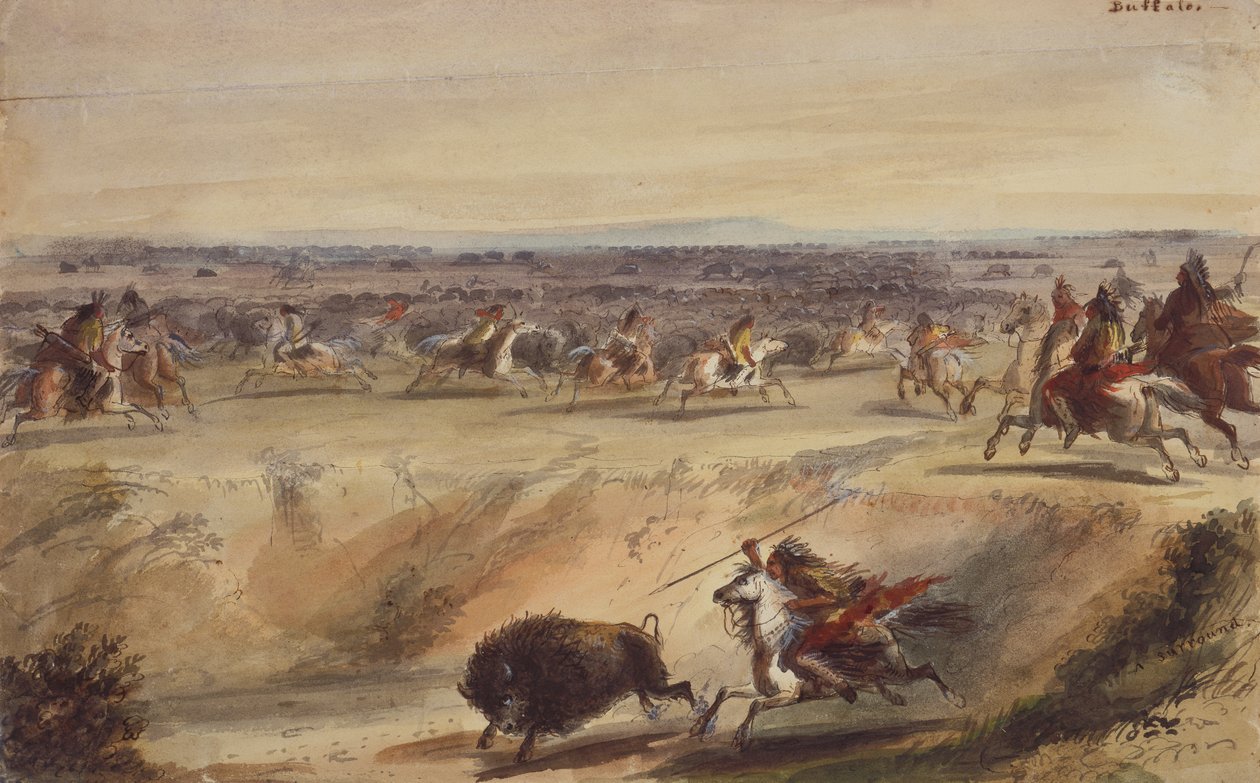 Eine Umzingelung oder Büffeljagd, um 1839 von Alfred Jacob Miller