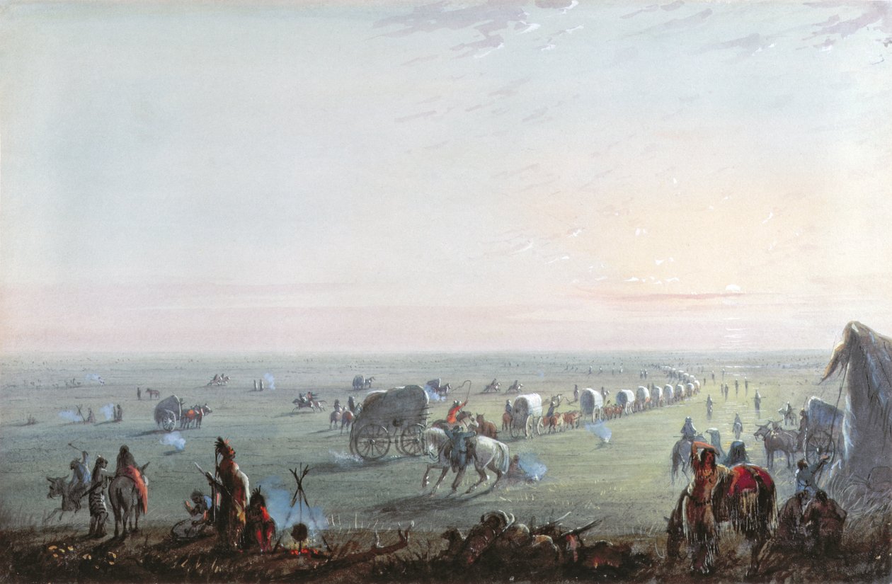 Lageraufbruch bei Sonnenaufgang von Alfred Jacob Miller