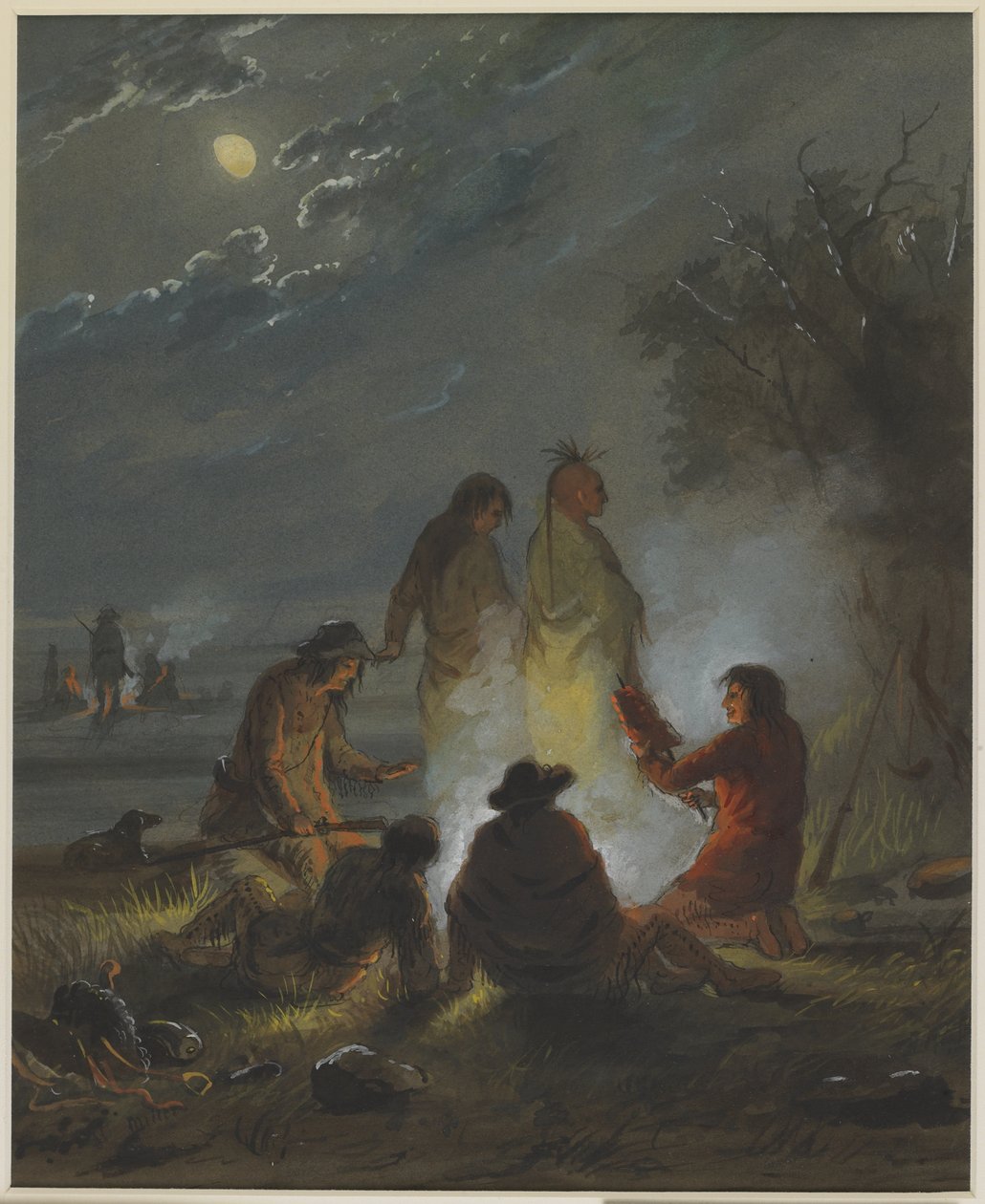 Lagerfeuer, Zubereitung des Abendessens von Alfred Jacob Miller