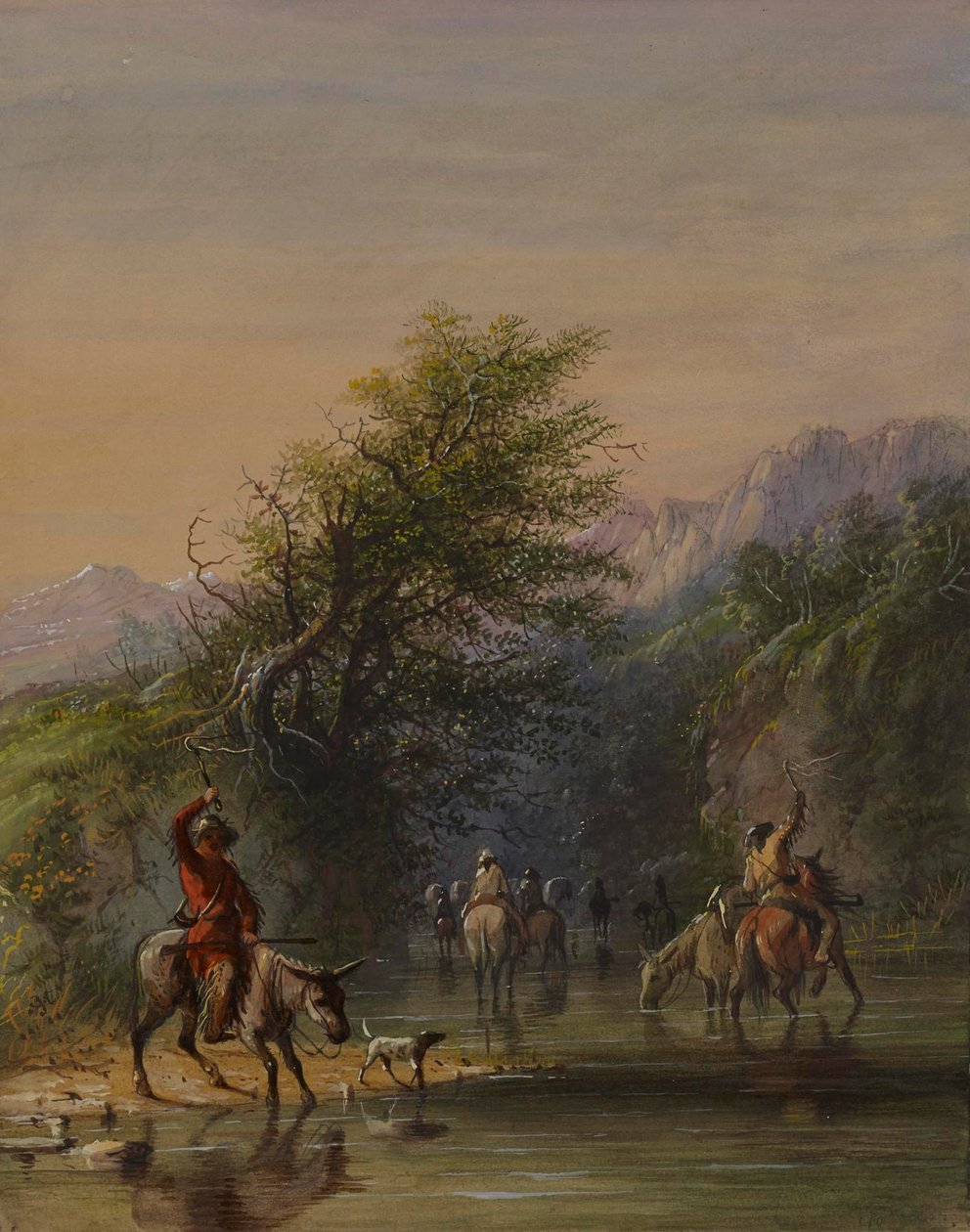 Karawane, die ins Wasser geht von Alfred Jacob Miller