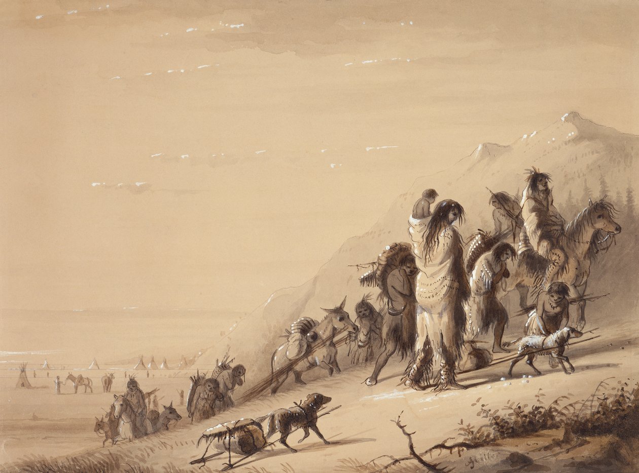 Schlangenindianer auf der Wanderung, ca. 1837 von Alfred Jacob Miller