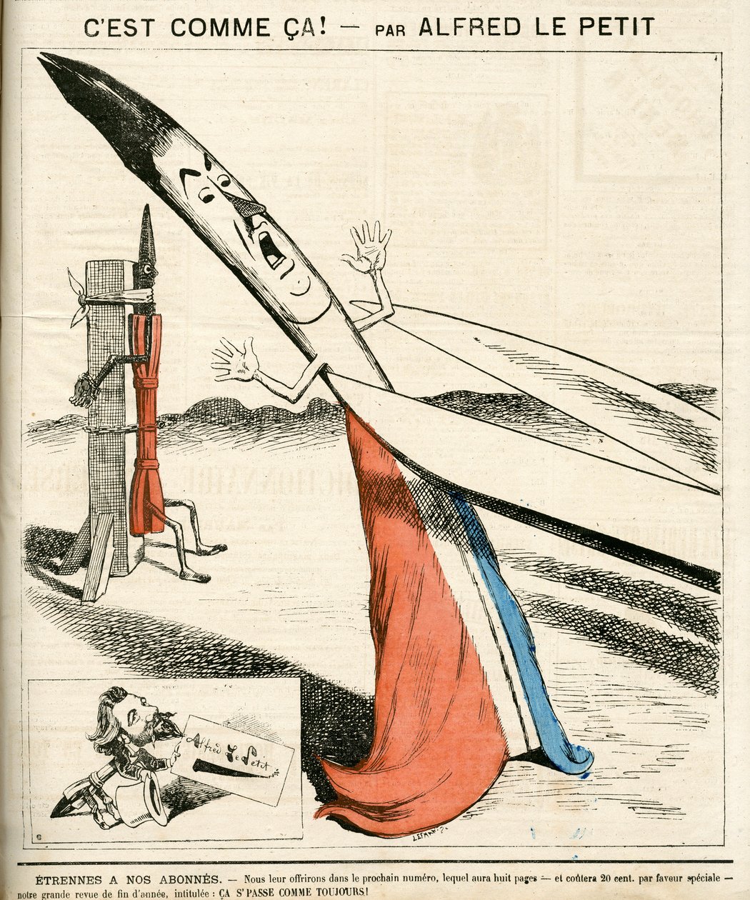 Cover von "Le Grelot", Nummer 142, Satirisch in Farben von Alfred Le Petit