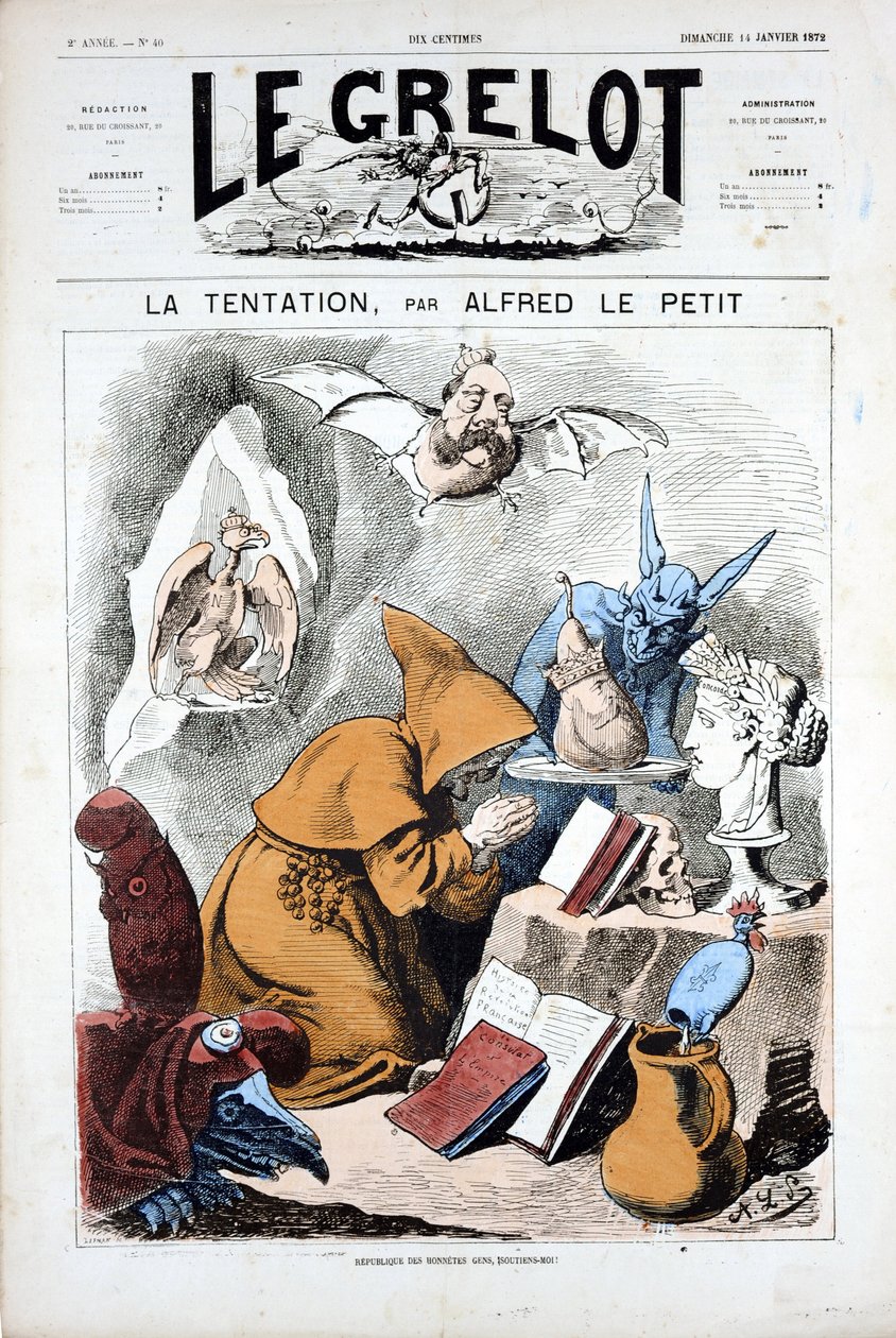 Cover von „Le Grelot“, Nummer 40, satirisch in Farben von Alfred Le Petit