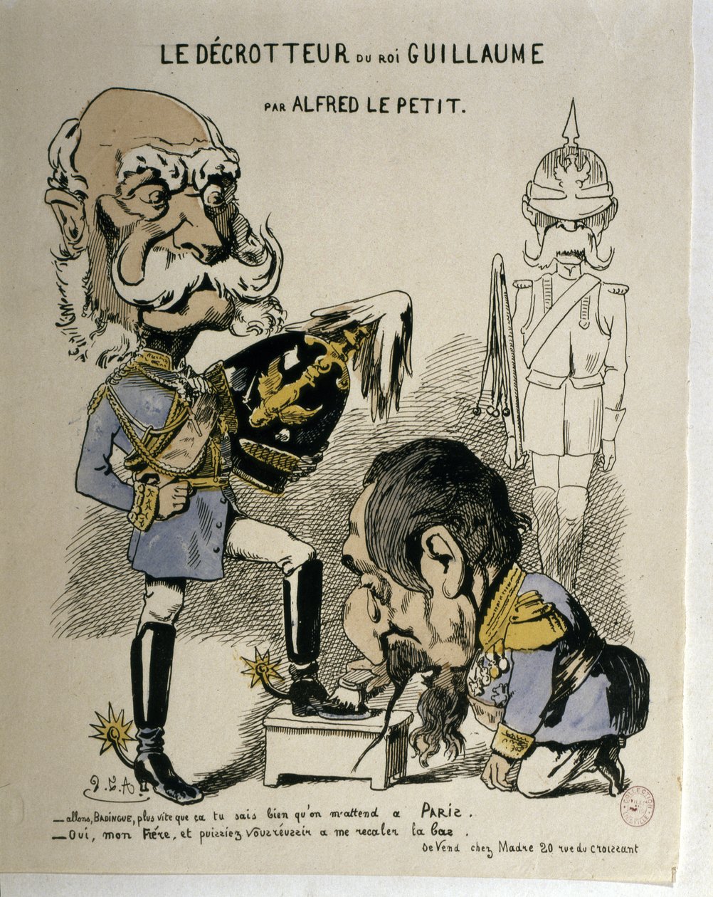 FRANZÖSISCH-PREUSSISCHER KRIEG: Karikatur von Wilhelm I. von Preußen und Napoleon III. von Frankreich von Alfred Le Petit
