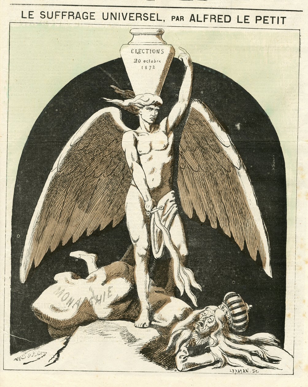 Illustration von Alfred Le Petity (1841-1909) für das Titelblatt von Le Grelot von Alfred Le Petit
