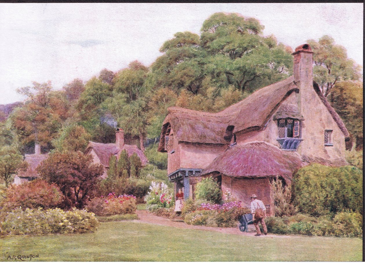 Almhäuser, Selworthy Green, Somerset, aus The Cottages and the Village Life of Rural England, veröffentlicht von Dent & Sons Limited von Alfred Robert Quinton