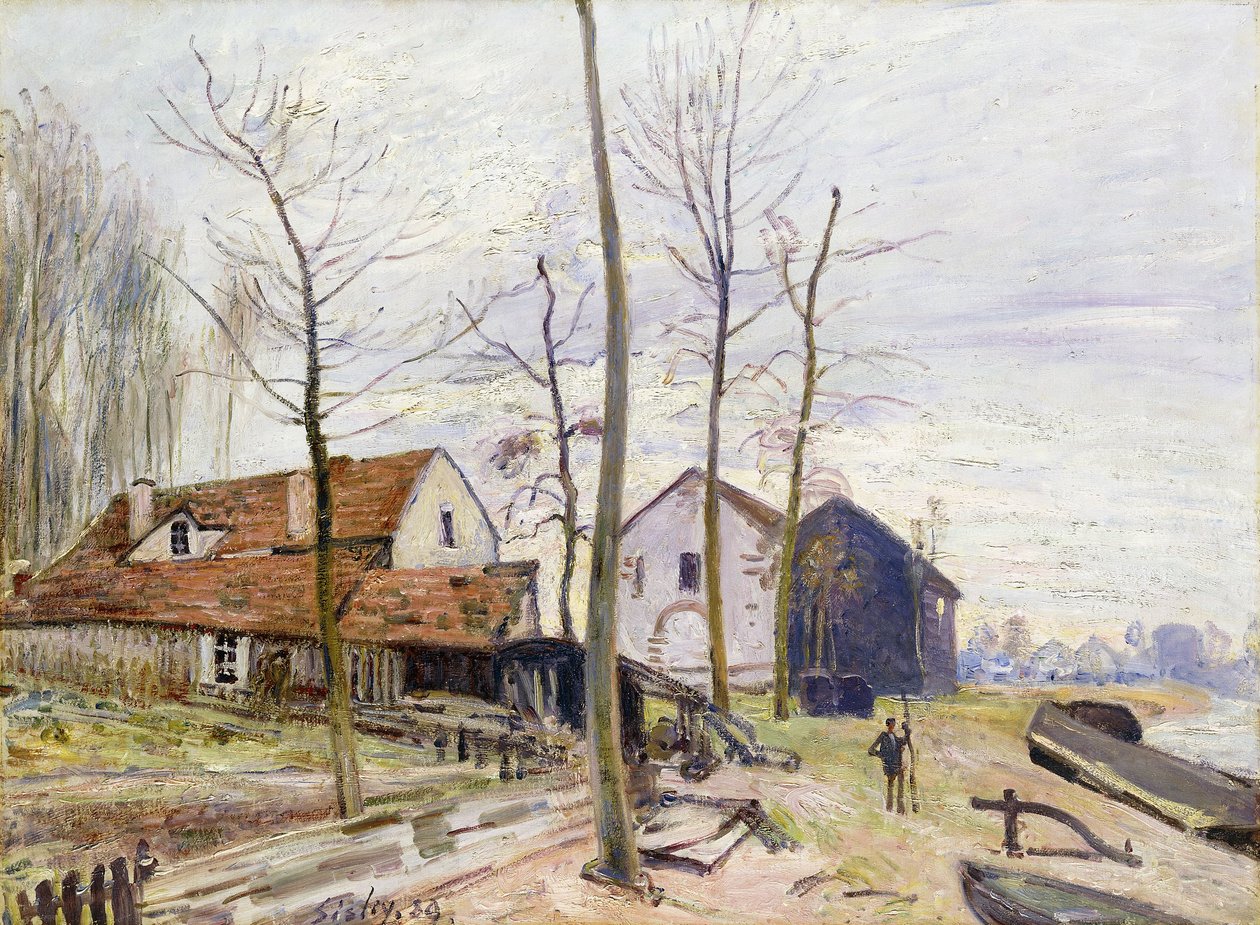 Die Mühlen von Moret, bei Sonnenaufgang von Alfred Sisley