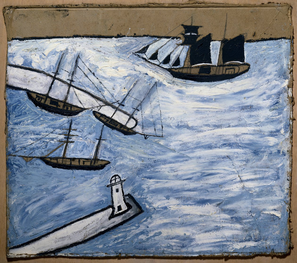 Ansicht des Hafens und des Leuchtturms von Saint Ives (Cornwall, England) von Alfred Wallis