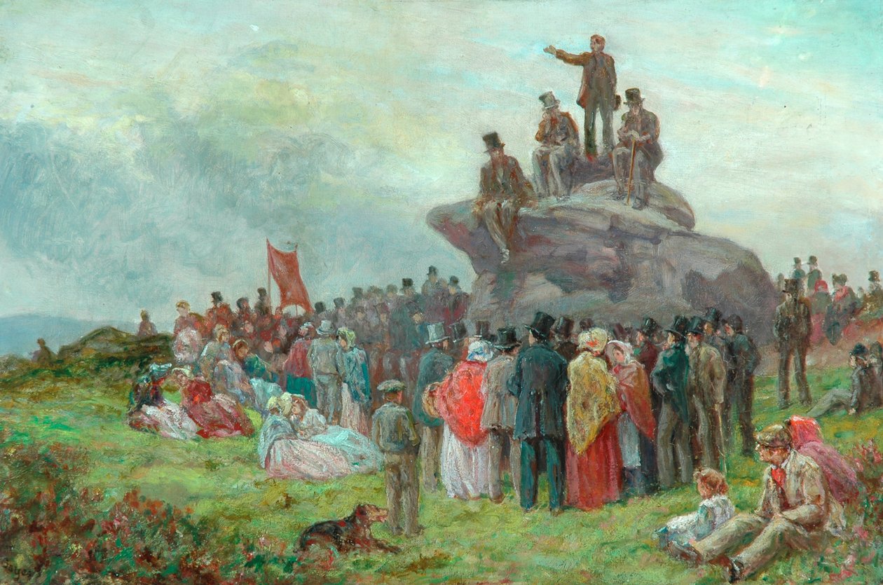 Ein Chartistentreffen bei Basin Stones, Todmorden, 1842 von Alfred Walter Bayes