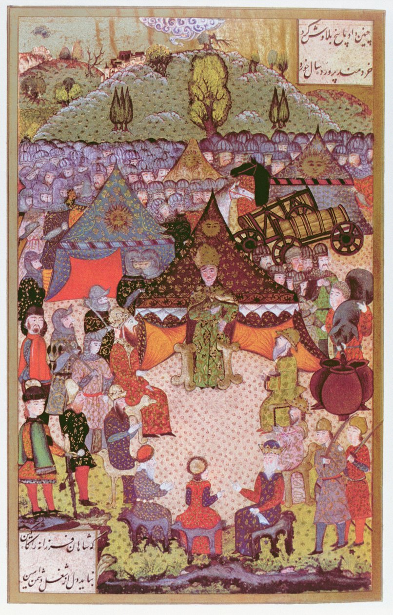 Der König von Ungarn, Lajos II. (1506-26) im Rat vor der Schlacht von Mohacs 1526, 1558 von Ali Amir Beg