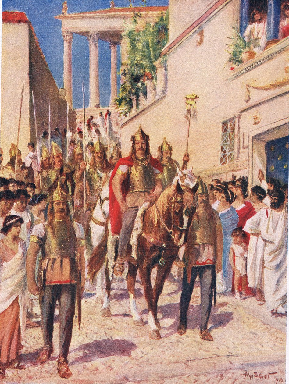 Alarich der Gote betritt Athen im Jahr 395, Illustration aus 