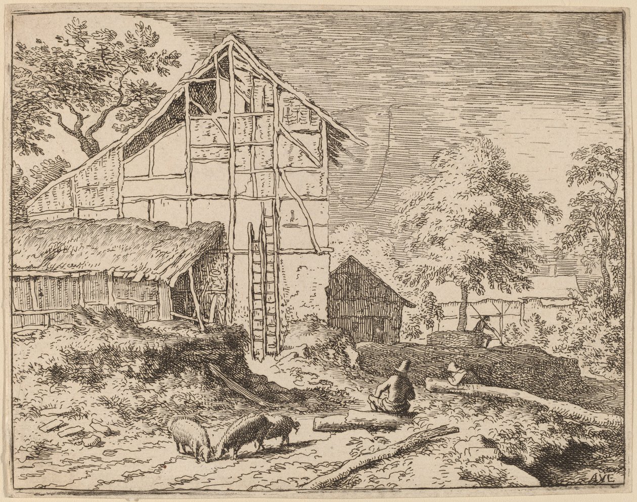 Hütte mit zwei Leitern von Allart van Everdingen
