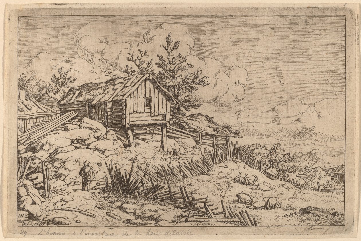 Mann in der Nähe eines ruinösen Zauns von Allart van Everdingen
