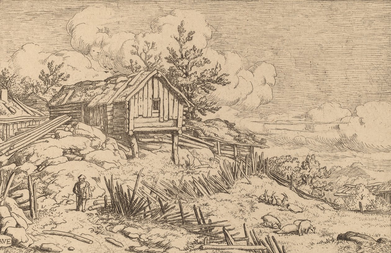 Mann nahe dem Eingang einer ruinösen Hecke, wahrscheinlich um 1645-1656 von Allart van Everdingen
