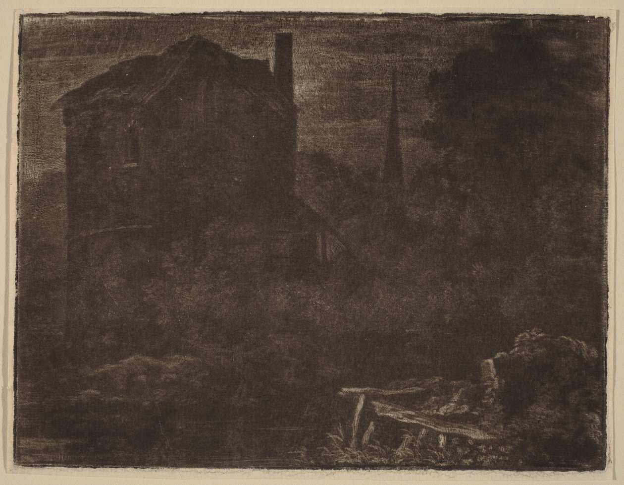 Nächtliche Landschaft mit Haus und Kirchturm von Allart van Everdingen