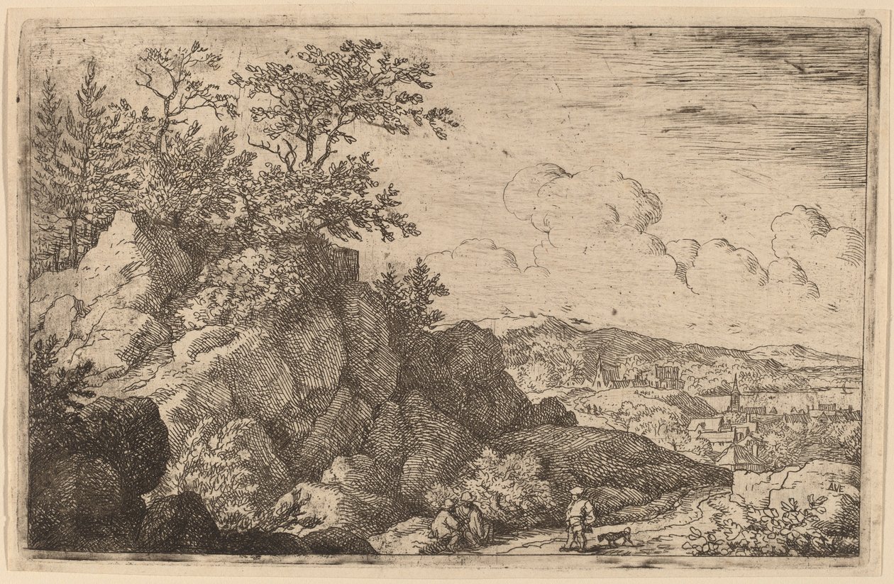 Bauer mit seinem Hund, wahrscheinlich ca. 1645-1656 von Allart van Everdingen