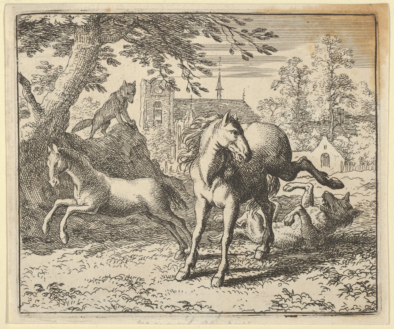 Renard geht mit dem Dachs zum Hof, um den Zorn des Löwen zu besänftigen, 1650-75 von Allart van Everdingen