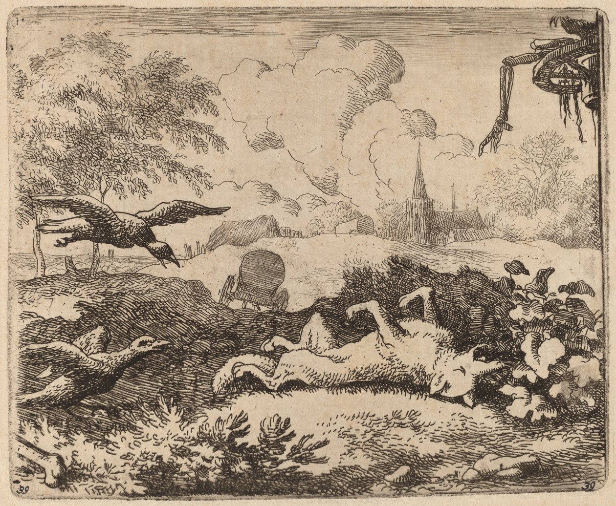Reineke Fuchs und die Krähen, wahrscheinlich ca. 1645-1656 von Allart van Everdingen