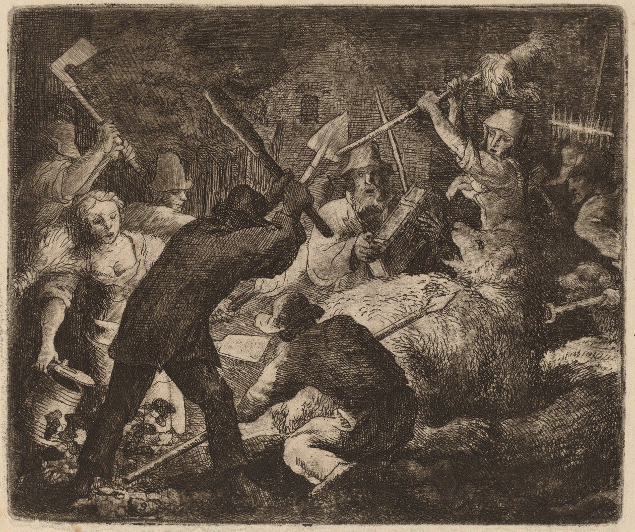 Der von den Bauern angegriffene Bär, wahrscheinlich ca. 1645-1656 von Allart van Everdingen