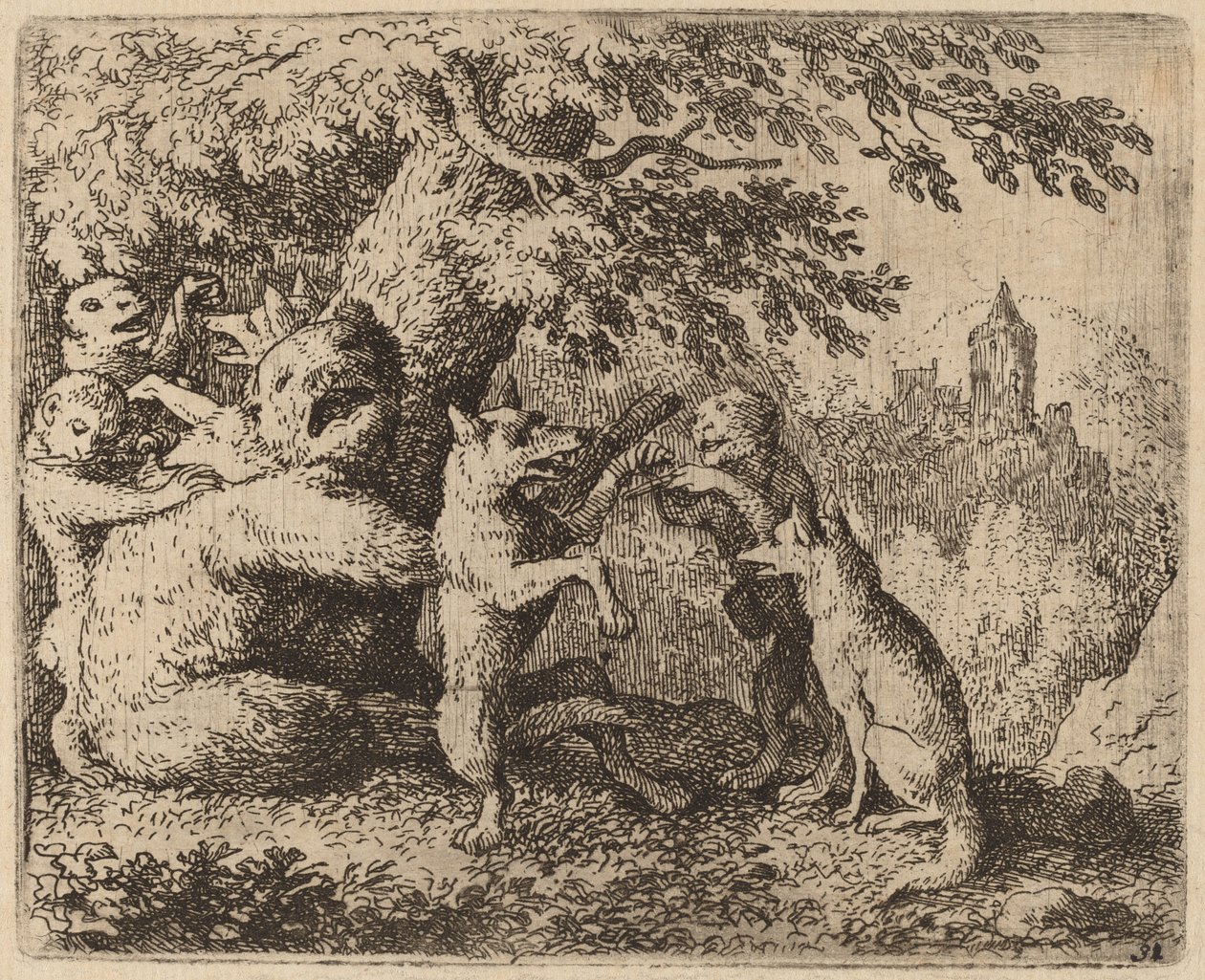 Der Bär und der Wolf werden verfolgt von Allart van Everdingen