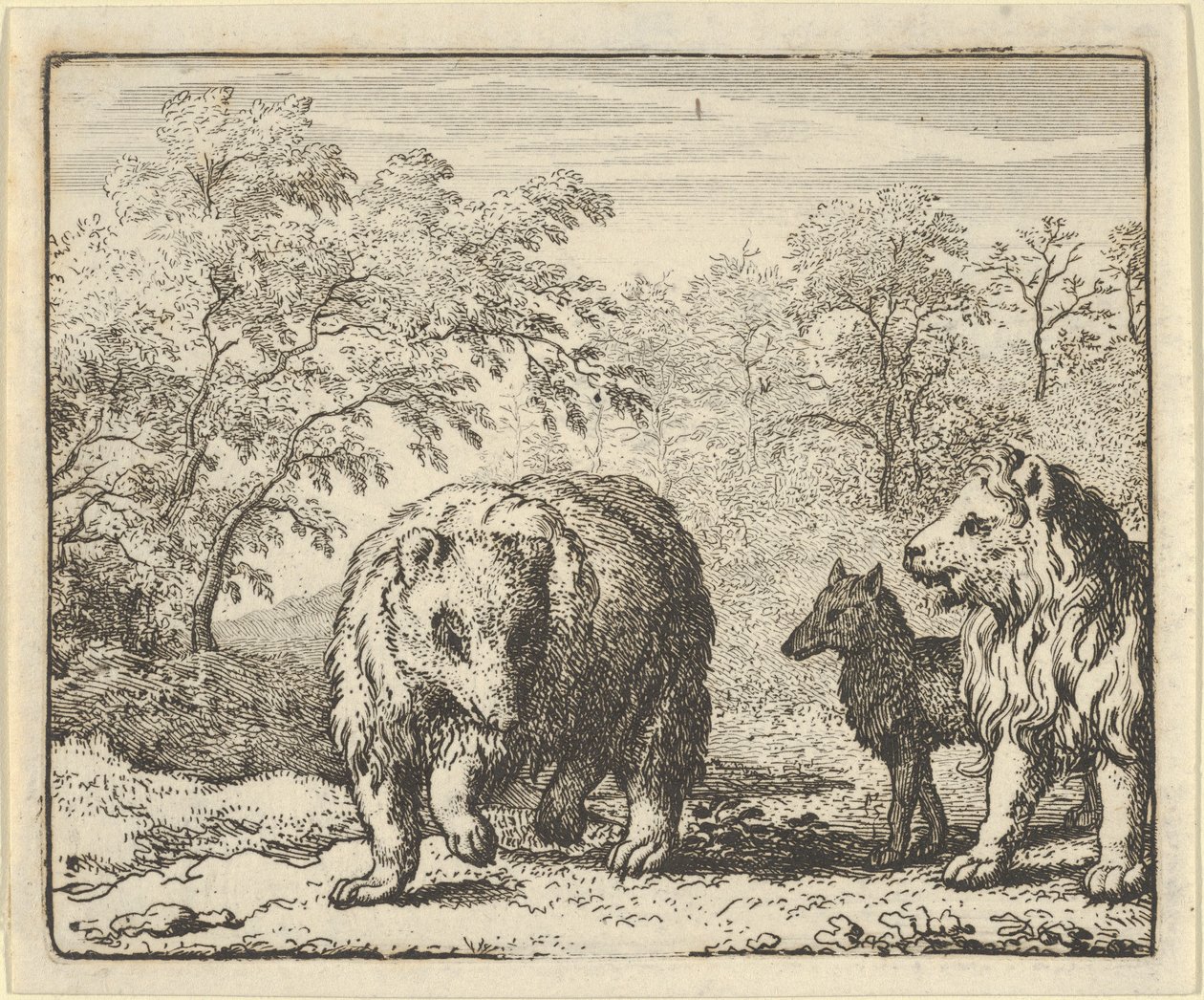 Der Löwe befreit den Bären und den Wolf, 1650-75 von Allart van Everdingen