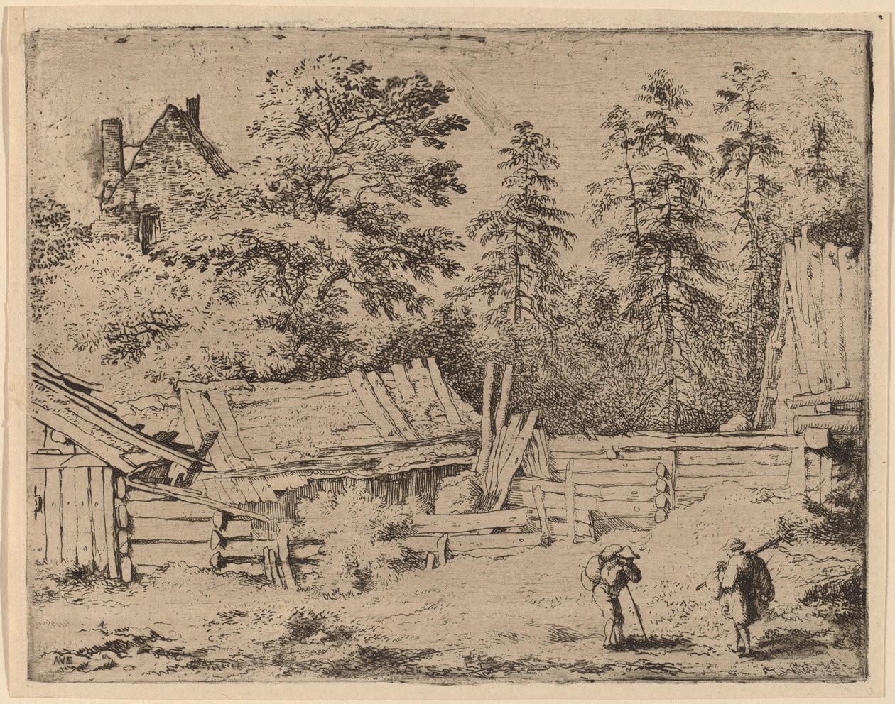 Drei Hütten von Allart van Everdingen