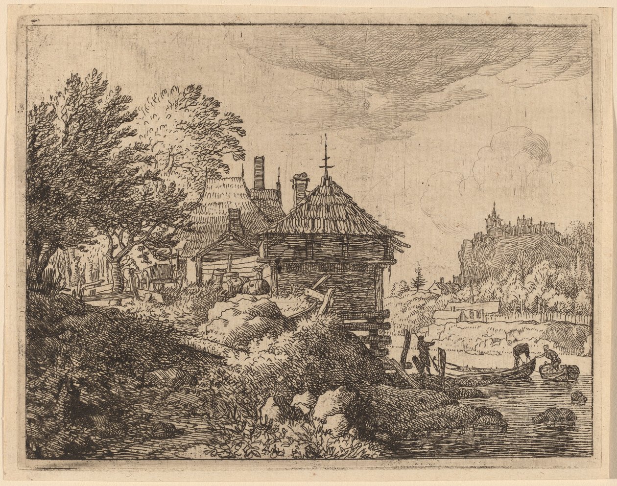 Zwei Boote nähern sich einer Hütte, wahrscheinlich ca. 1645-1656 von Allart van Everdingen