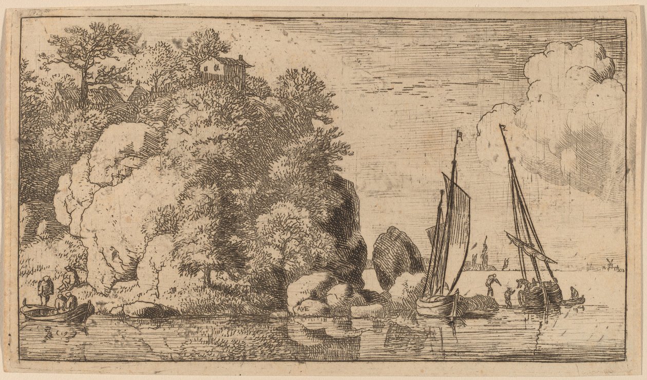 Zwei Boote auf einem breiten Fluss, wahrscheinlich ca. 1645-1656 von Allart van Everdingen